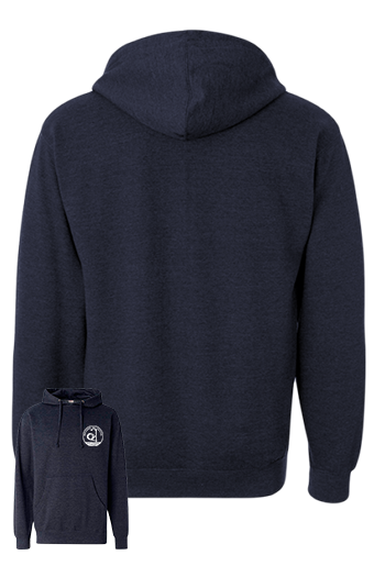 Hoody Pull Heather Navy (front and back)